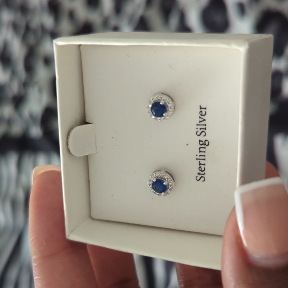 Sterling silver and Sapphire stud earrings